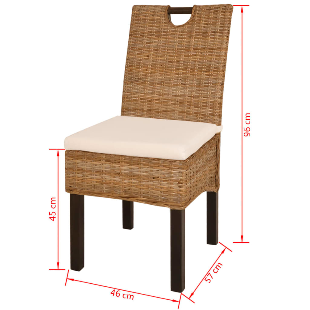VidaXL Eetkamerstoel 4 st kubu rattan mangohout