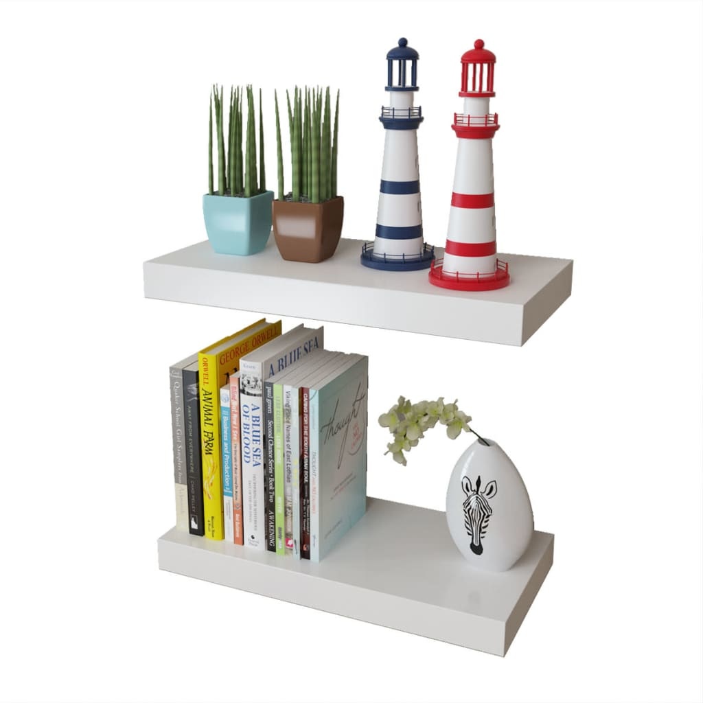 VidaXL Wandplanken zwevend MDF wit 2 st