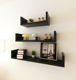VidaXL 3 st Wandschappen U-vormig MDF zwart