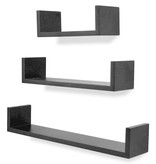 VidaXL 3 st Wandschappen U-vormig MDF zwart