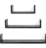 VidaXL 3 st Wandschappen U-vormig MDF zwart