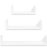 vidaXL Wandplanken U-vormig zwevend voor boeken/dvd's wit 3 st