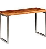 vidaXL Eettafel/bureau met stalen poten massief sheeshamhout