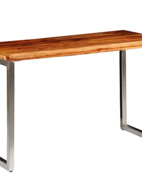 vidaXL Eettafel/bureau met stalen poten massief sheeshamhout