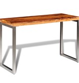 VidaXL Eettafel/bureau met stalen poten massief sheeshamhout