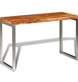 vidaXL Eettafel/bureau met stalen poten massief sheeshamhout