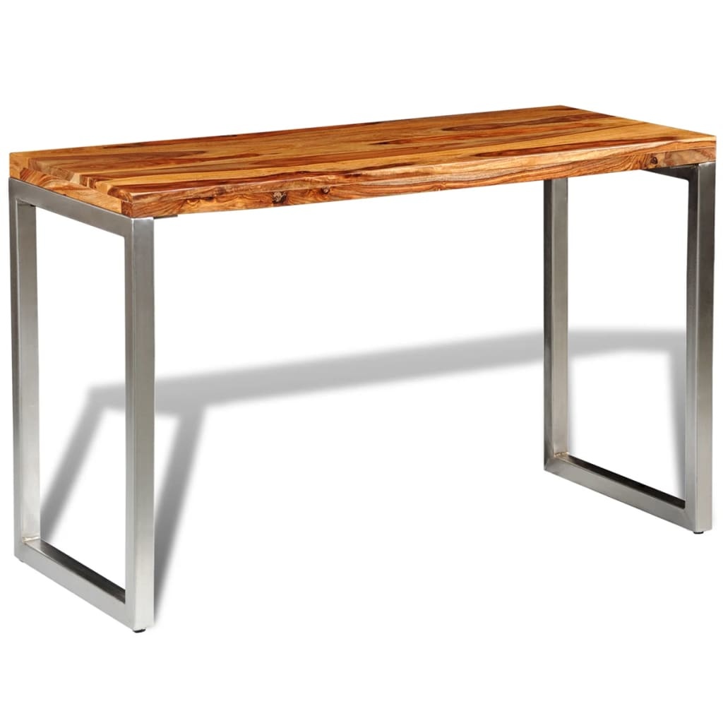 VidaXL Eettafel/bureau met stalen poten massief sheeshamhout