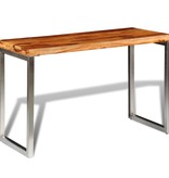 vidaXL Eettafel/bureau met stalen poten massief sheeshamhout