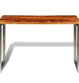 VidaXL Eettafel/bureau met stalen poten massief sheeshamhout