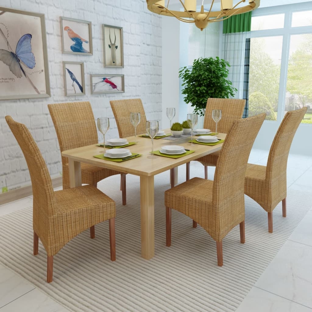 VidaXL Eetkamerstoelen 6 st natuurlijk rattan bruin