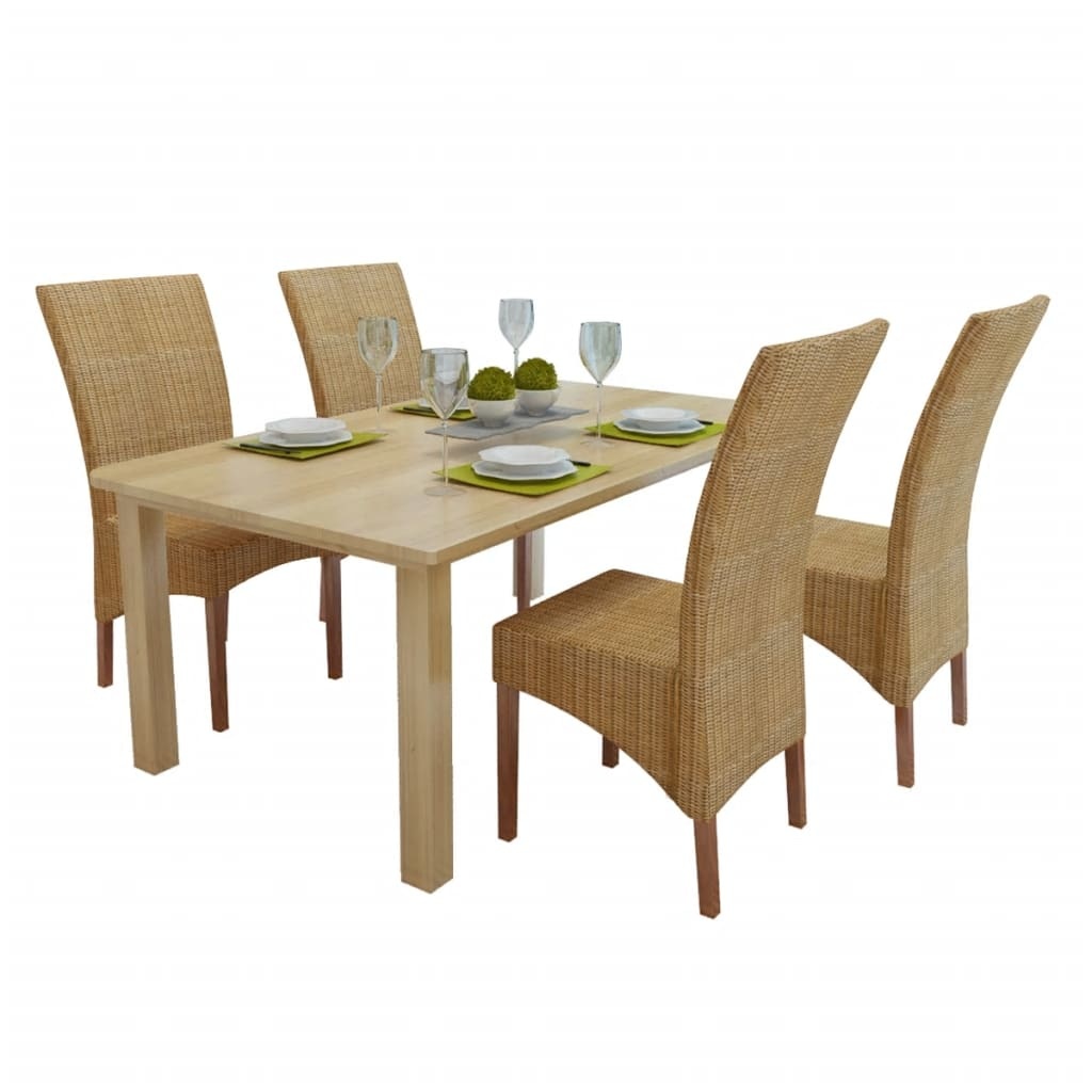 VidaXL Eetkamerstoelen 4 st natuurlijk rattan bruin