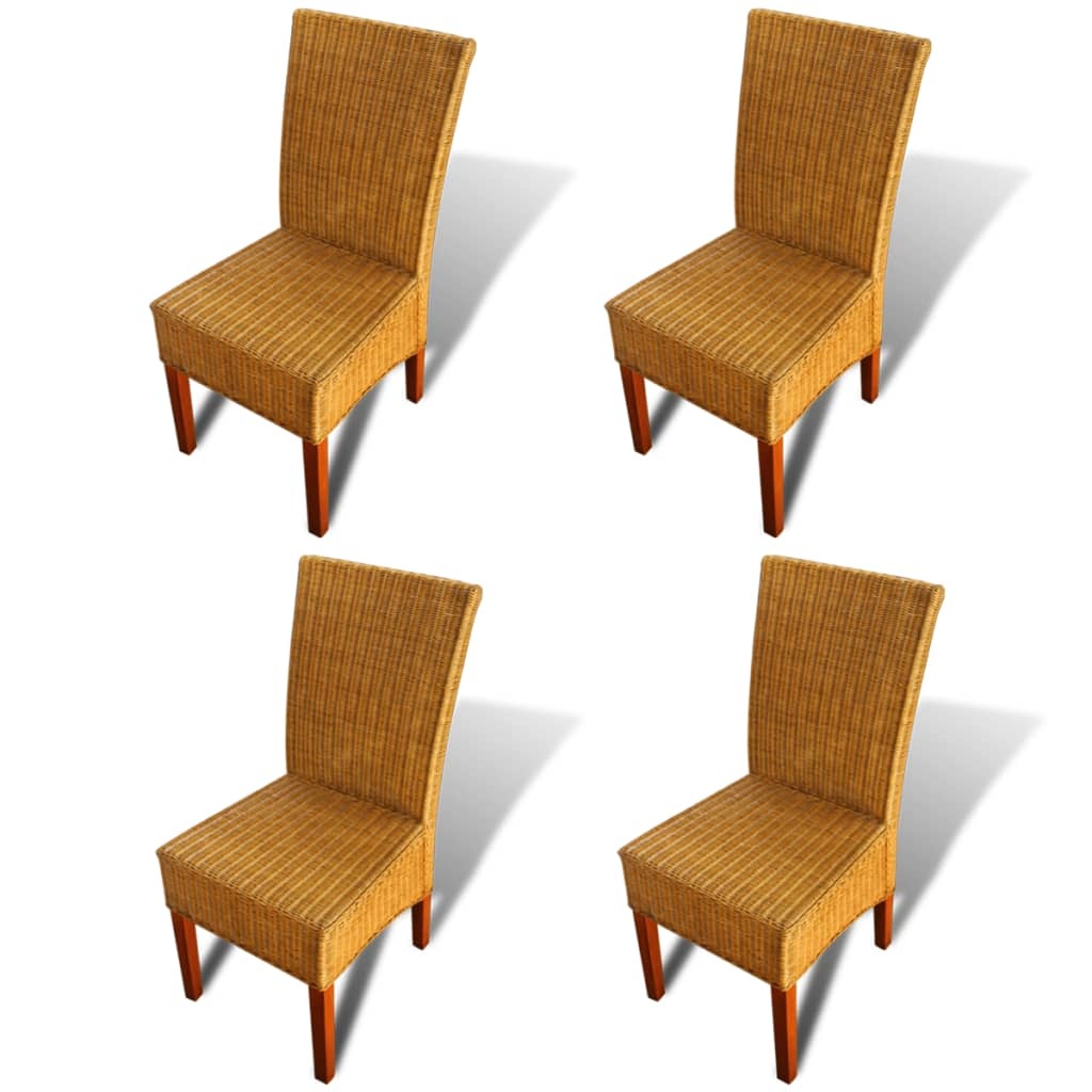 VidaXL Eetkamerstoelen 4 st natuurlijk rattan bruin