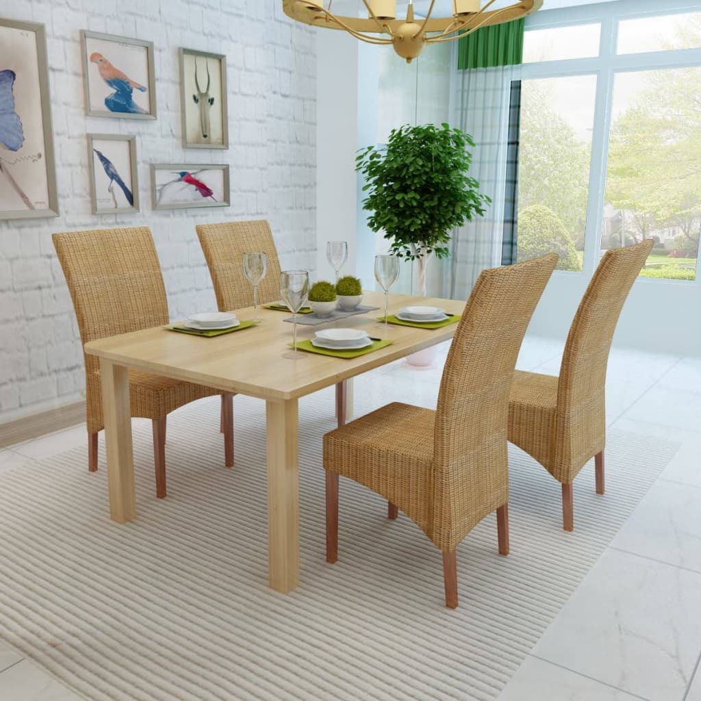 VidaXL Eetkamerstoelen 4 st natuurlijk rattan bruin