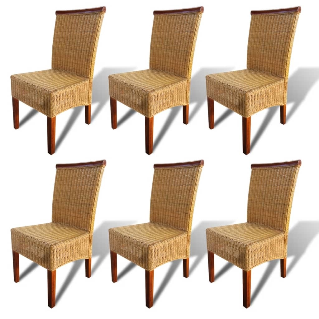 VidaXL Eetkamerstoelen 6 st natuurlijk rattan bruin