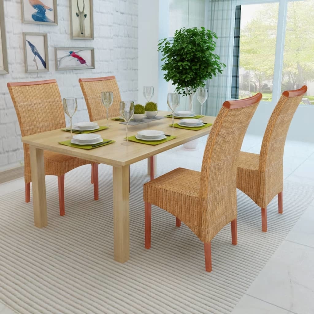 VidaXL Eetkamerstoelen 4 st natuurlijk rattan bruin