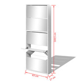 vidaXL Schoenenkast met 5 spiegels 63x17x169,5 cm wit