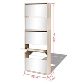 vidaXL Schoenenkast met 5 spiegels 63x17x169,5 cm eikenhout