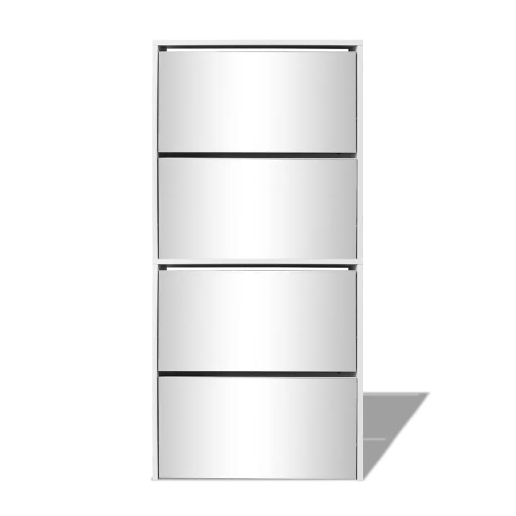 VidaXL Schoenenkast met 4 spiegels 63x17x134 cm wit