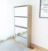 VidaXL Schoenenkast met 4 spiegels 63x17x134 cm eikenhout