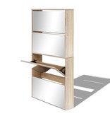 VidaXL Schoenenkast met 4 spiegels 63x17x134 cm eikenhout