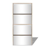 VidaXL Schoenenkast met 4 spiegels 63x17x134 cm eikenhout
