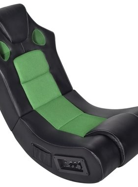 VidaXL Schommelstoel met muziek kunstleer zwart en groen