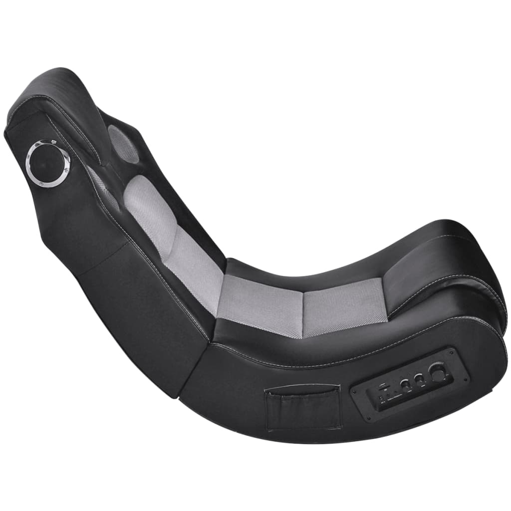 VidaXL Schommelstoel muziek kunstleer zwart grijs