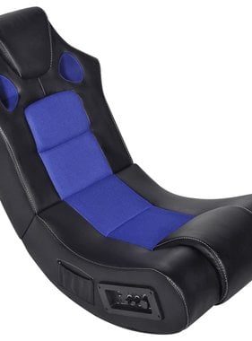 VidaXL Schommelstoel met muziek kunstleer zwart en blauw