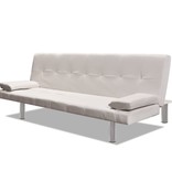 VidaXL Slaapbank met twee kussens verstelbaar kunstleer crèmewit