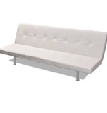 VidaXL Slaapbank met twee kussens verstelbaar kunstleer crèmewit