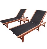 VidaXL Ligbedden 2 st met tafel massief acaciahout en textileen