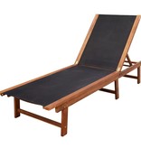 VidaXL Ligbedden 2 st met tafel massief acaciahout en textileen