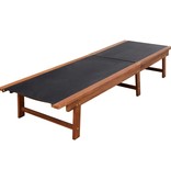 VidaXL Ligbedden 2 st met tafel massief acaciahout en textileen