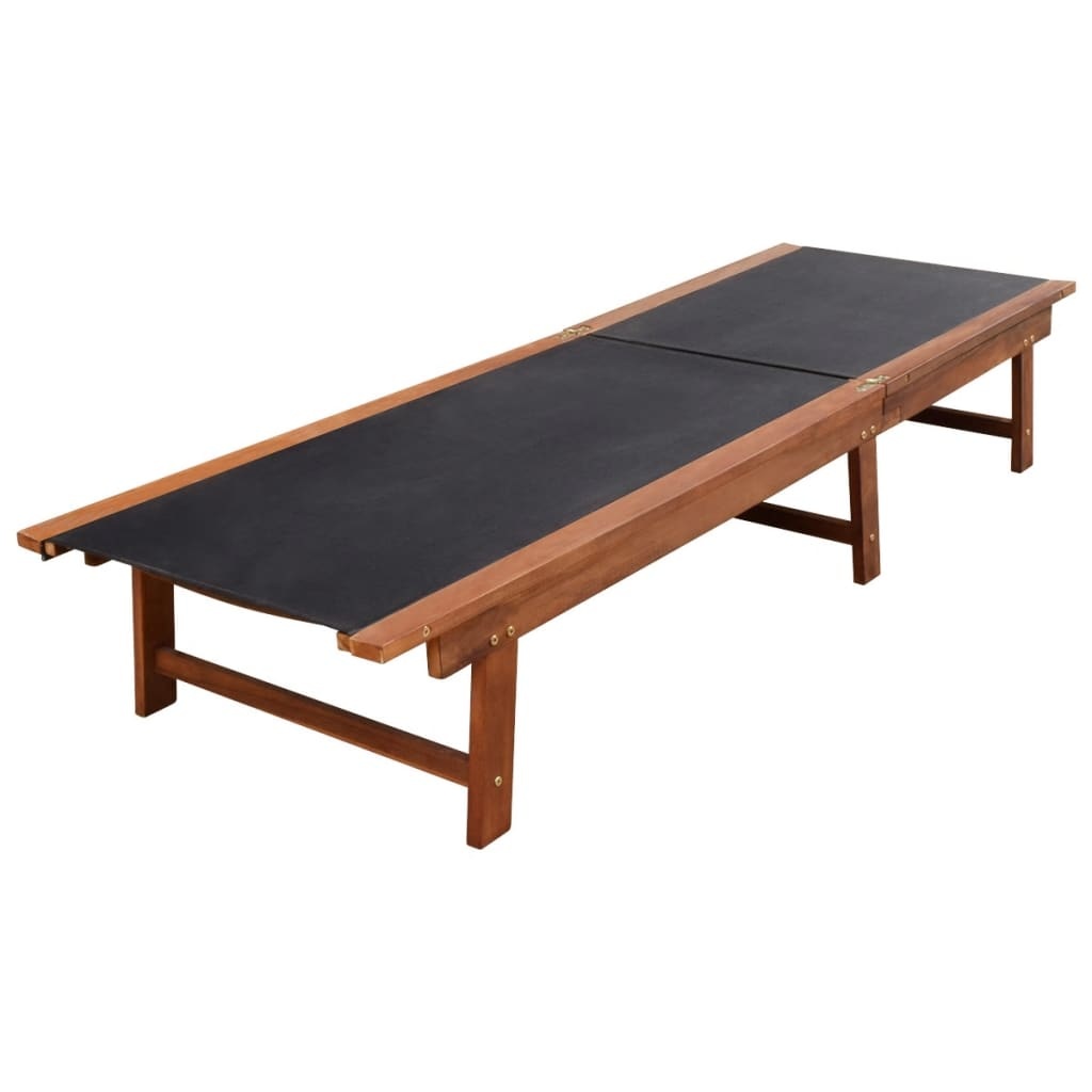 VidaXL Ligbedden 2 st met tafel massief acaciahout en textileen