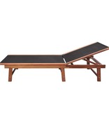 VidaXL Ligbedden 2 st met tafel massief acaciahout en textileen
