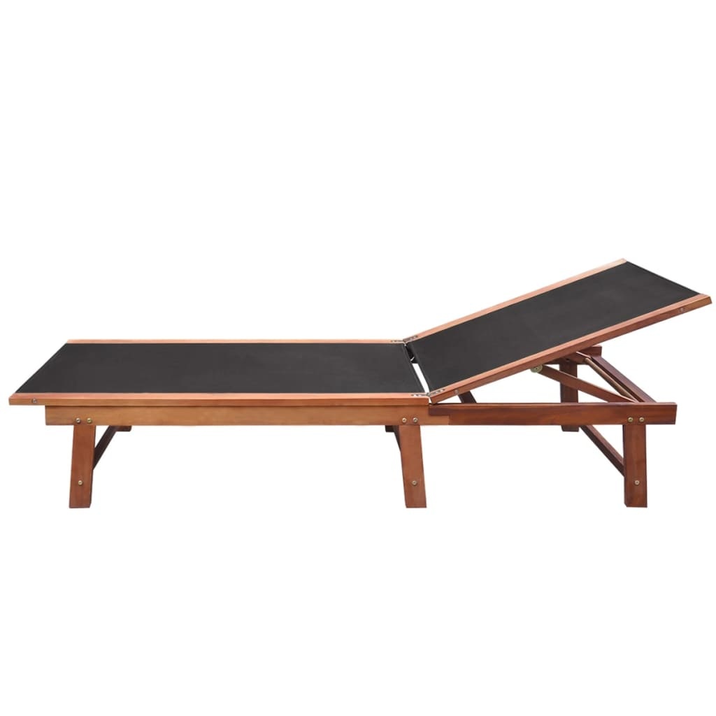 VidaXL Ligbedden 2 st met tafel massief acaciahout en textileen