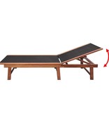 VidaXL Ligbedden 2 st met tafel massief acaciahout en textileen