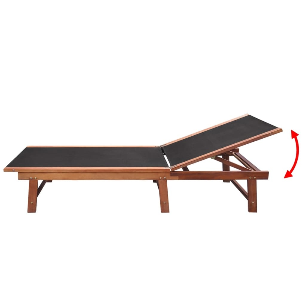VidaXL Ligbedden 2 st met tafel massief acaciahout en textileen