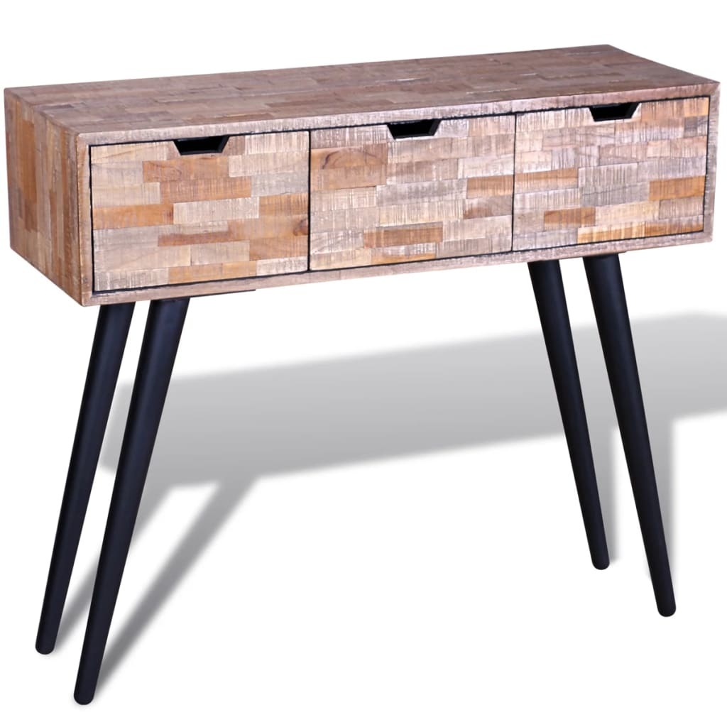 VidaXL Wandtafel met 3 lades gerecycled teakhout