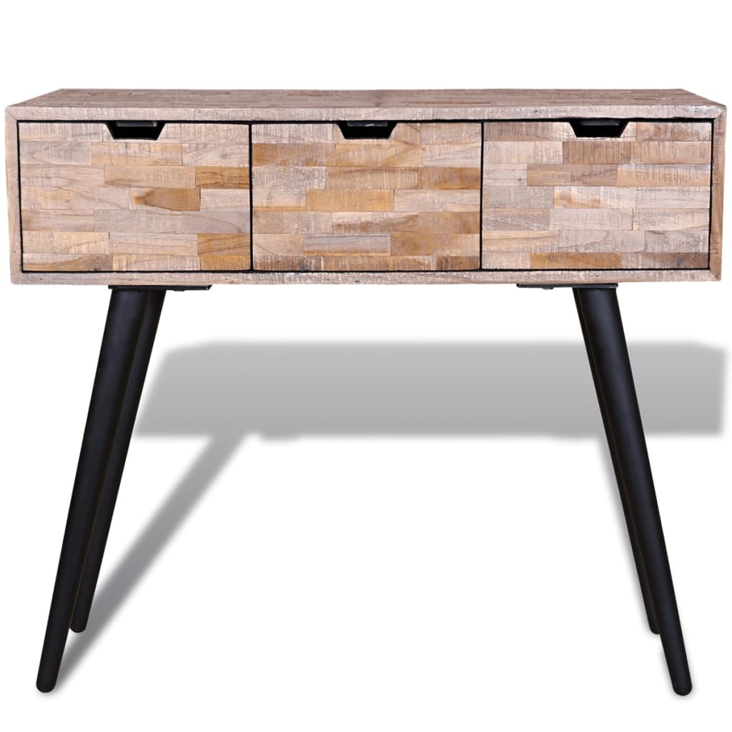 VidaXL Wandtafel met 3 lades gerecycled teakhout