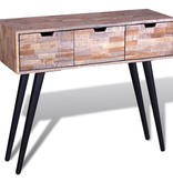 vidaXL Wandtafel met 3 lades gerecycled teakhout