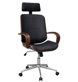 VidaXL Bureaustoel draaibaar gebogen hout kunstleren bekleding en hoofdsteun