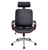 VidaXL Bureaustoel draaibaar gebogen hout kunstleren bekleding en hoofdsteun