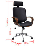 VidaXL Bureaustoel draaibaar gebogen hout kunstleren bekleding en hoofdsteun