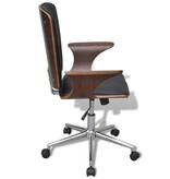 vidaXL Bureaustoel van gebogen hout met kunstleren bekleding draaibaar