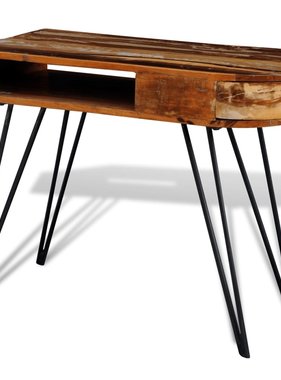 VidaXL Bureau met ijzeren poten gerecycled hout