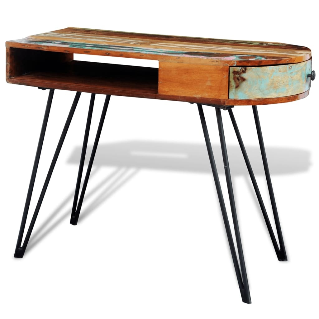 VidaXL Bureau met ijzeren poten gerecycled hout