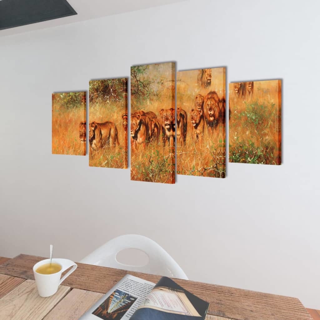 VidaXL Canvasdoeken Leeuwen 100 x 50 cm