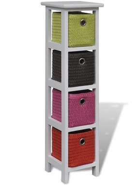 VidaXL Opbergkast met meerkleurige manden paulowniahout