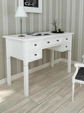 VidaXL Schrijftafel met 5 lades wit